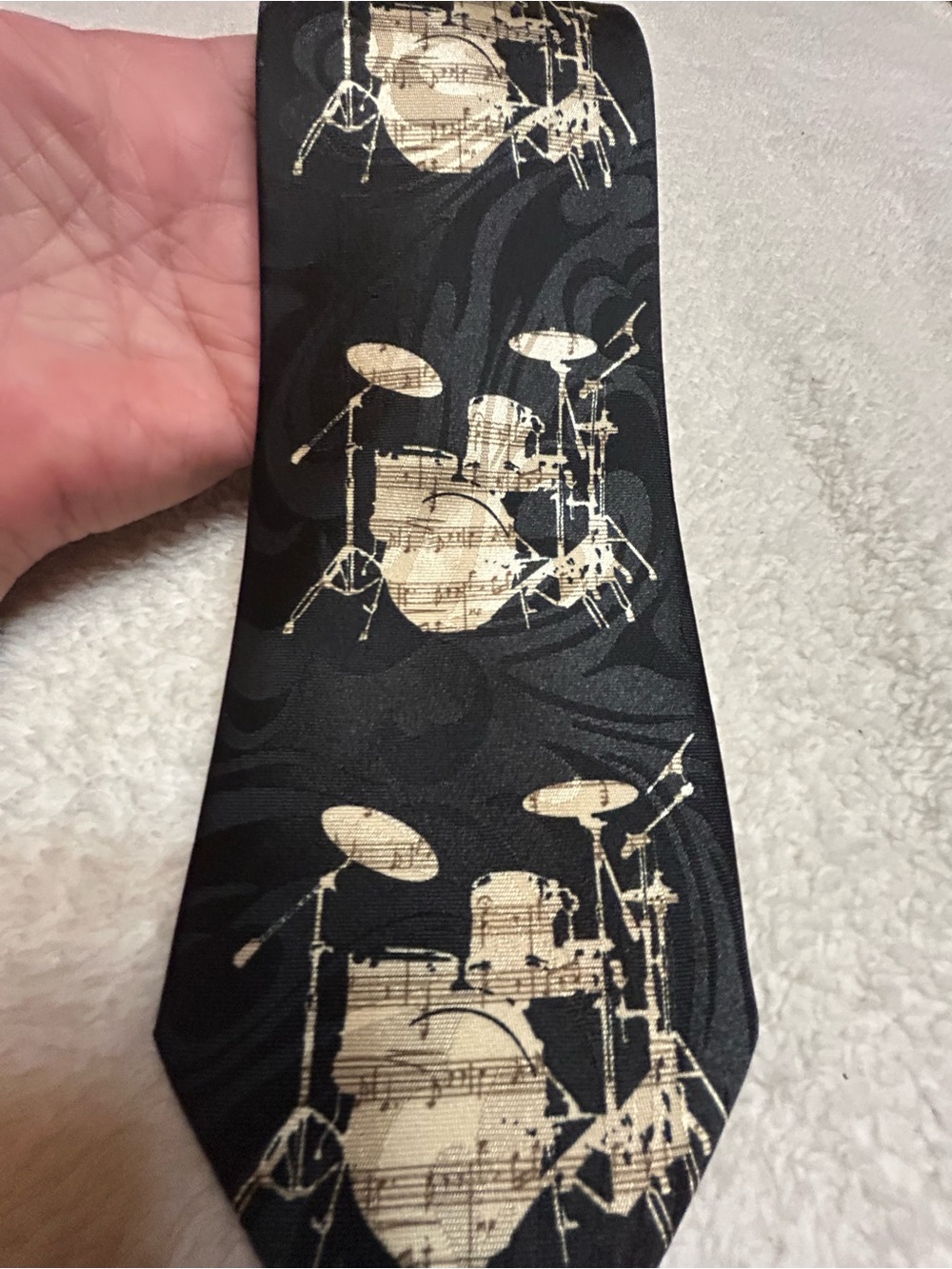 🎁3 for $30 - Black Drum Set Pattern Tie